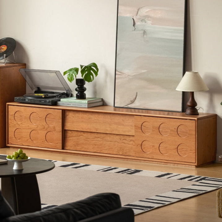 Cherry Solid Wood Retro Antique Style Floor TV Cabinet.