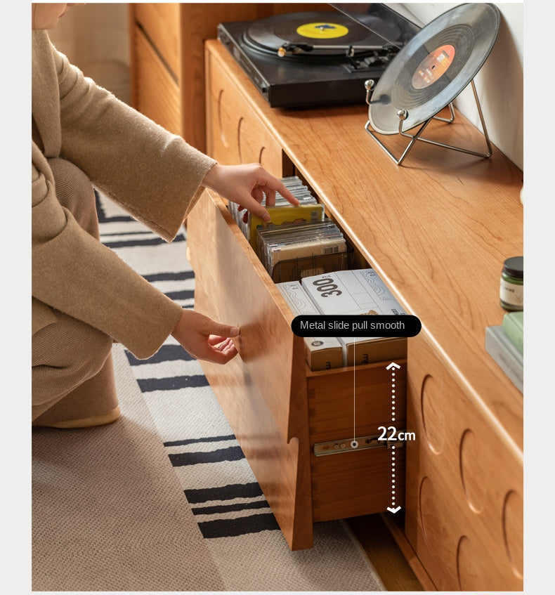 Cherry Solid Wood Retro Antique Style Floor TV Cabinet.
