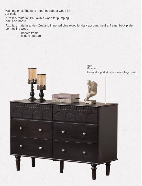 Poplar Solid Wood French Retro Six Drawers.
