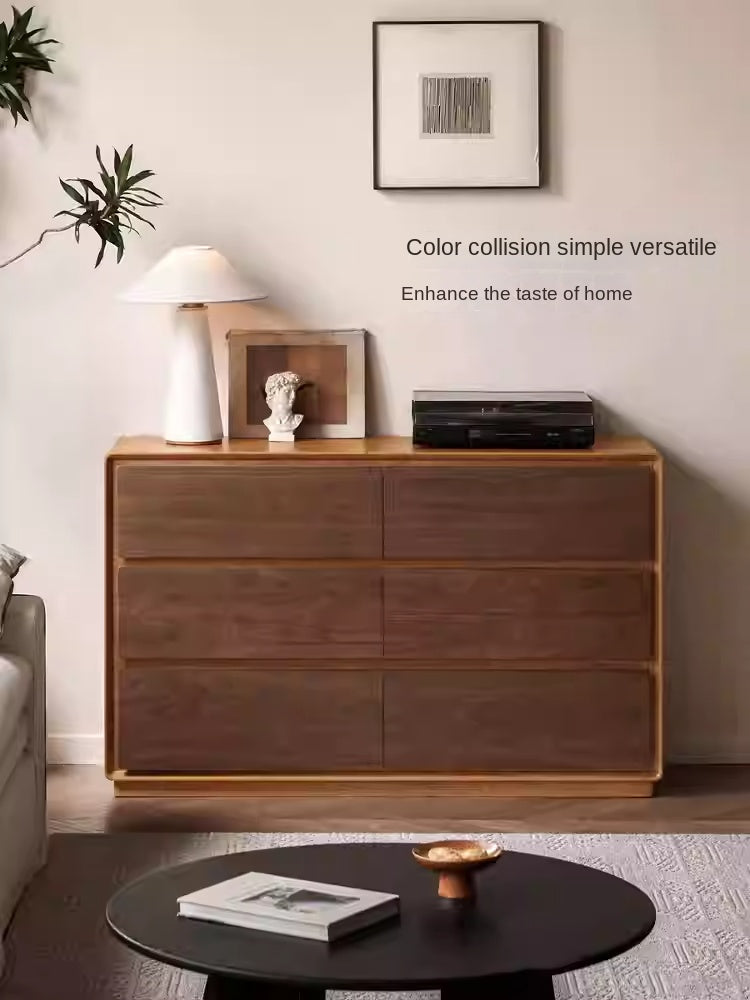 Black Walnut, Cherry Solid Wood Modern Drawer Cabinet.