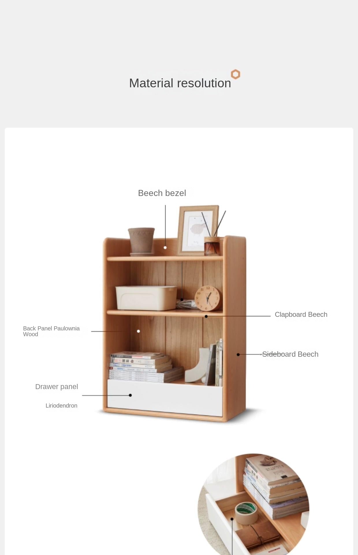 European Beech Solid Wood Bay Modern Tatami Side Cabinet