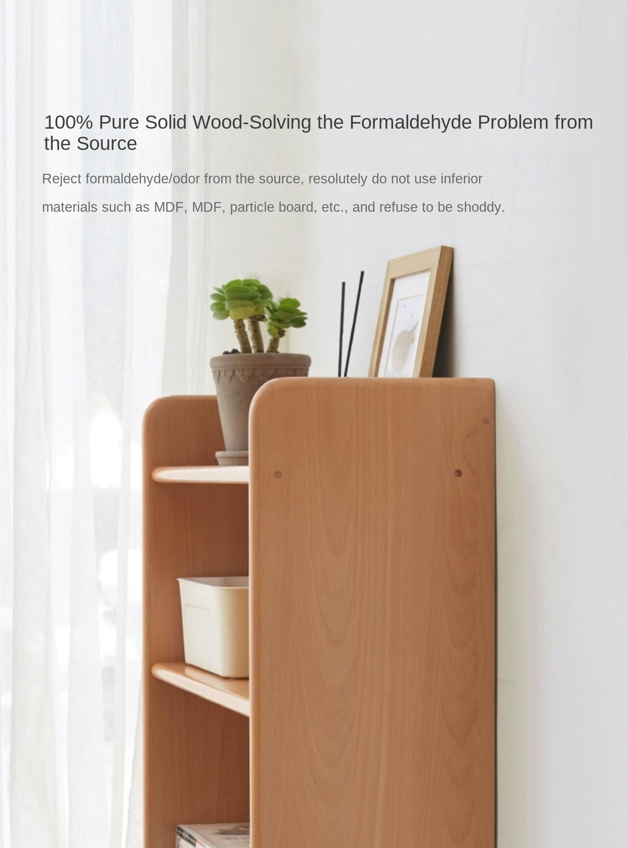 European Beech Solid Wood Bay Modern Tatami Side Cabinet
