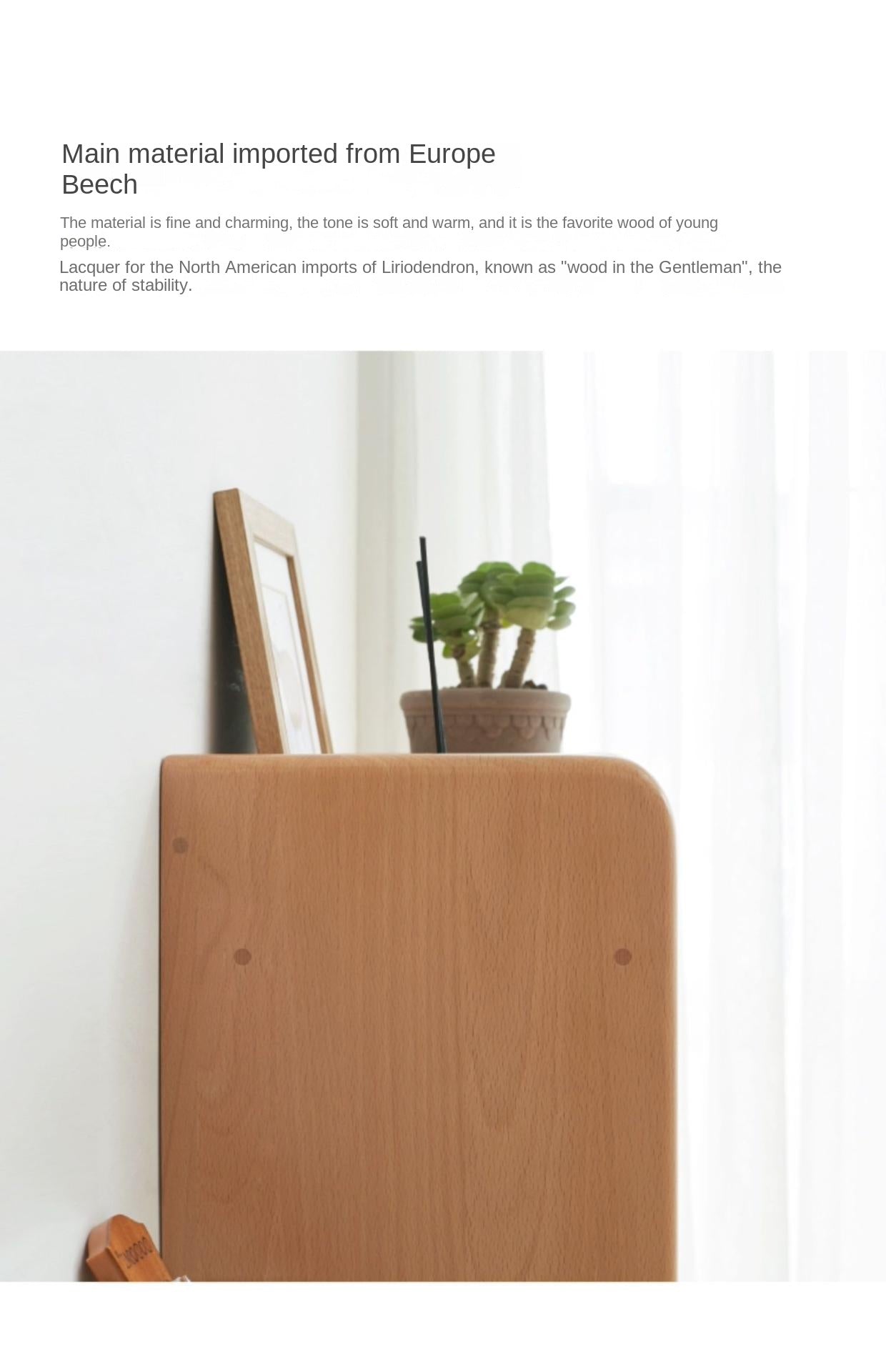 European Beech Solid Wood Bay Modern Tatami Side Cabinet
