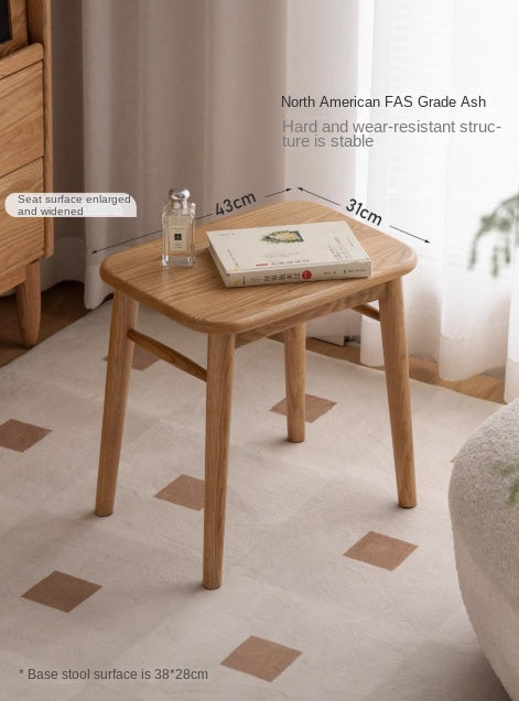 Ash Solid Wood Modern Square Dressing Stool