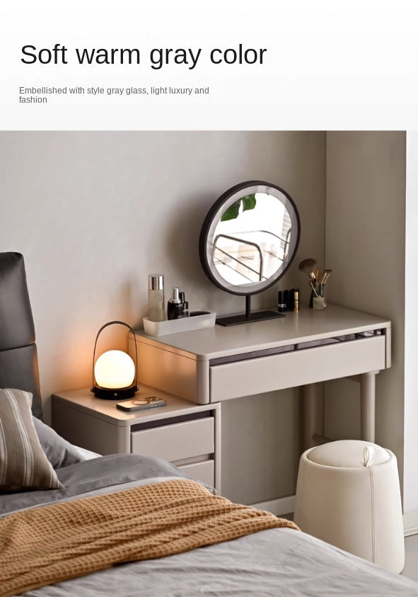 Poplar Solid Wood Light Luxury Retractable Dressing Table.
