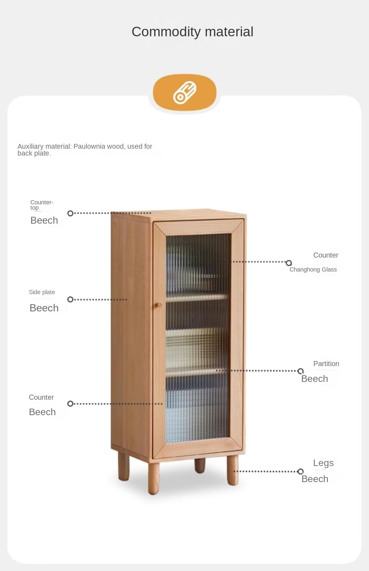 Beech Solid Wood Nordic Side Cabinet