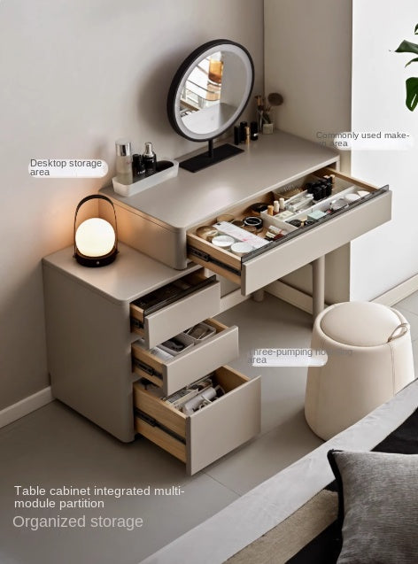 Poplar Solid Wood Light Luxury Retractable Dressing Table.