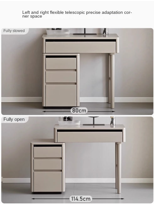 Poplar Solid Wood Light Luxury Retractable Dressing Table.