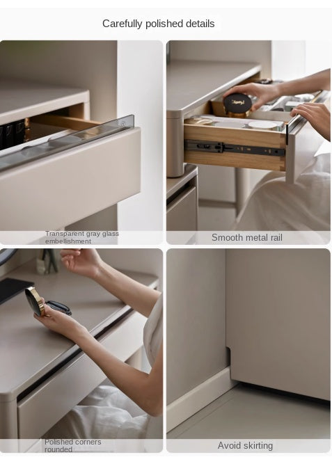 Tulipwood Solid Wood Light Luxury Retractable Vanity Table.