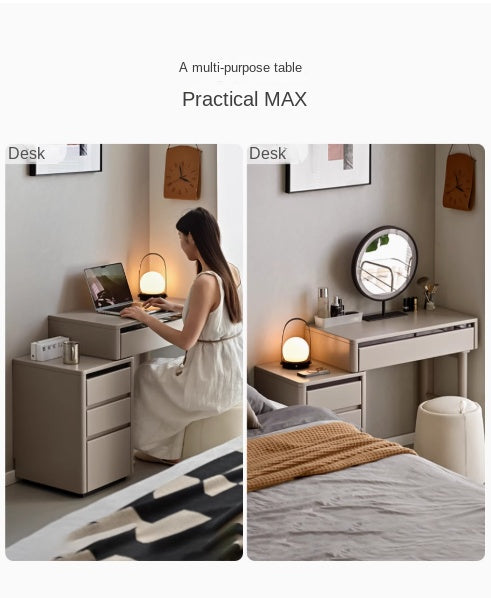 Poplar Solid Wood Light Luxury Retractable Dressing Table.