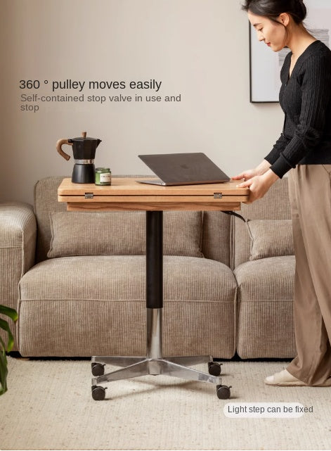 Black Walnut, Oak Solid Wood Lifting Modern Mobile Coffee Table.