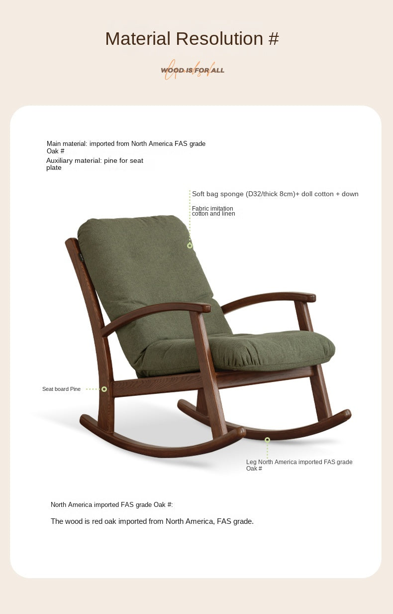 Oak Solid Wood Sofa Modern Lounge Chair.
