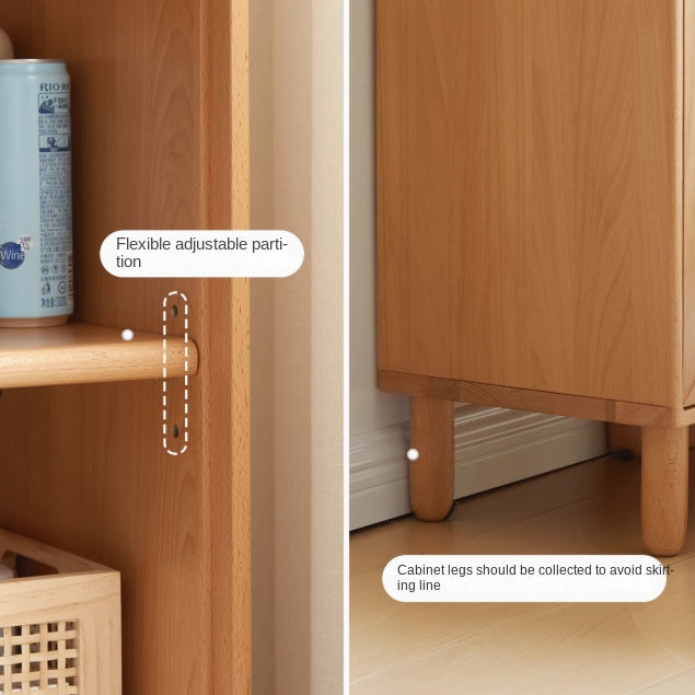 Beech Solid Wood Nordic Side Cabinet.