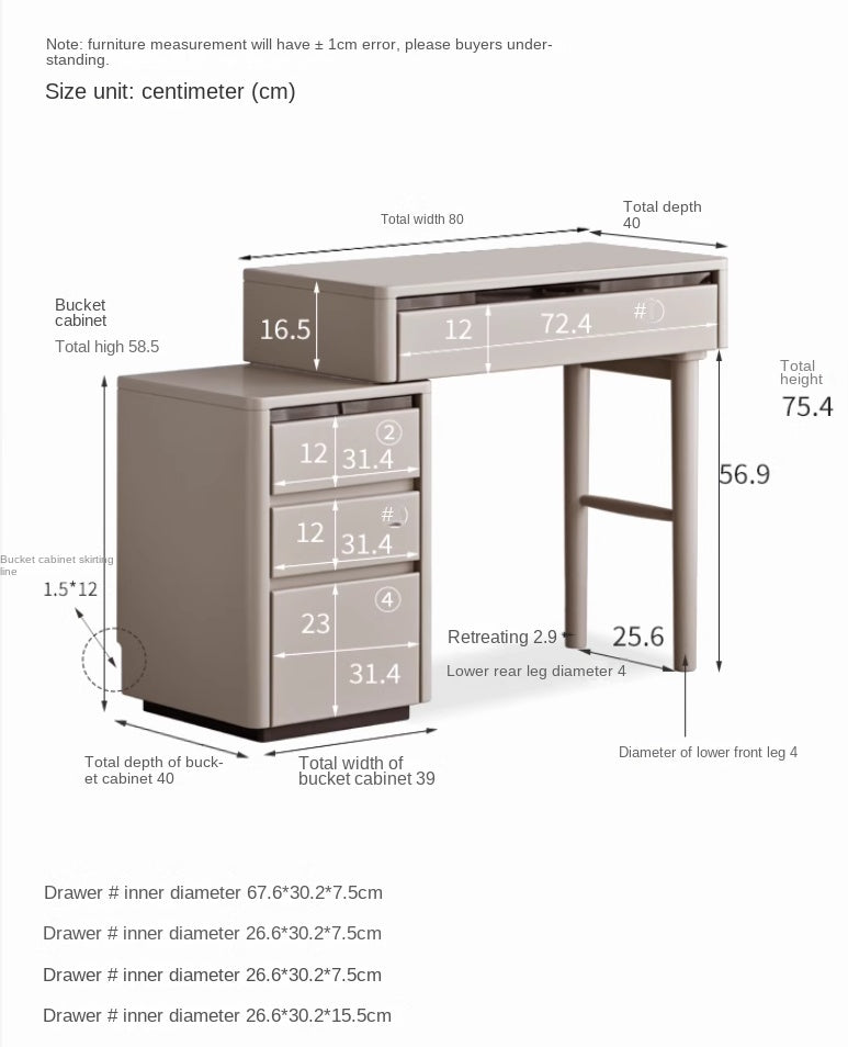 Tulipwood Solid Wood Light Luxury Retractable Vanity Table.