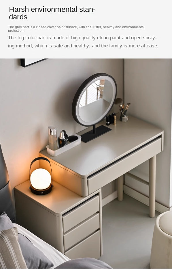 Poplar Solid Wood Light Luxury Retractable Dressing Table.