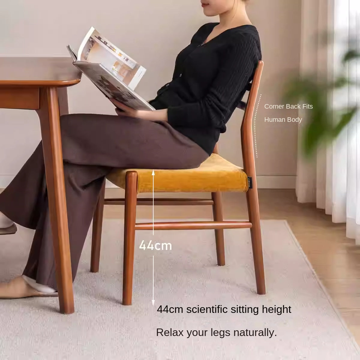 Set 4 pcs Beech Solid Wood Retro Style Dining Chair