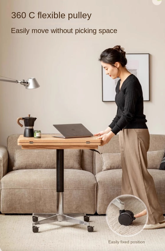 Black Walnut, Oak Solid Wood Lifting Modern Mobile Coffee Table.