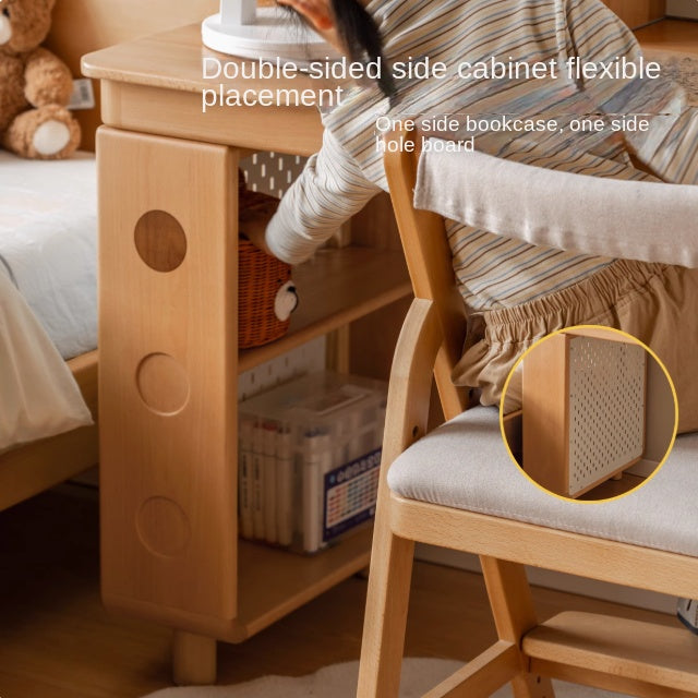 Beech Solid Wood Children's Study Table Bookshelf Integrated