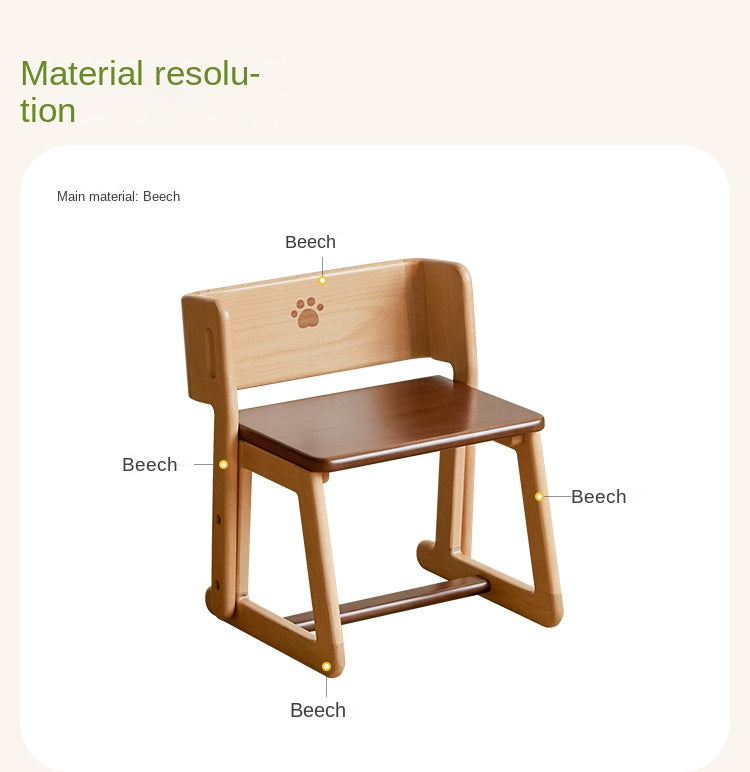 Beech Solid Wood Kids Multi-function Step Ladder Chair.