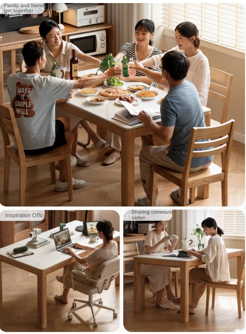 Ash, Oak Solid Wood Modern Rock Dining Table