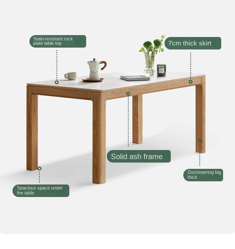 Ash, Oak Solid Wood Modern Rock Dining Table