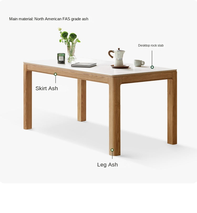 Ash, Oak Solid Wood Modern Rock Dining Table