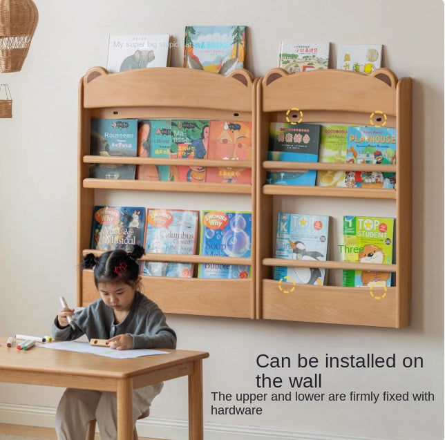 Beech Solid Wood Children's Multi-Layer Narrow Bookshelf.