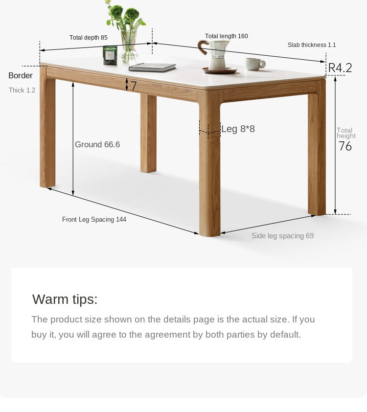 Ash, Oak Solid Wood Modern Rock Dining Table