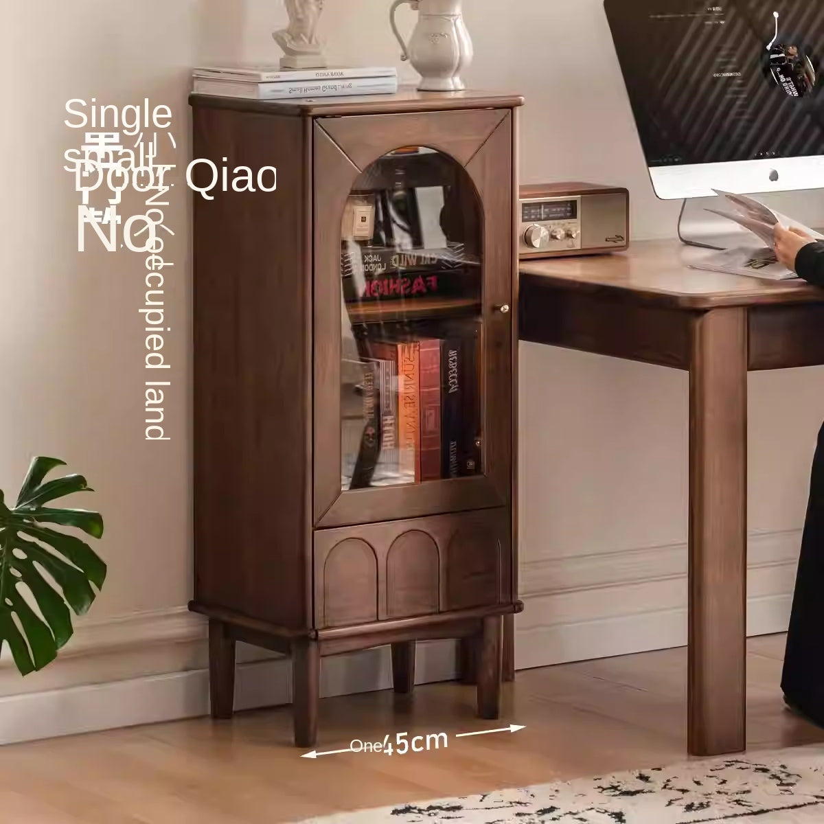 Black Walnut Solid Wood French Retro Side Cabinet.