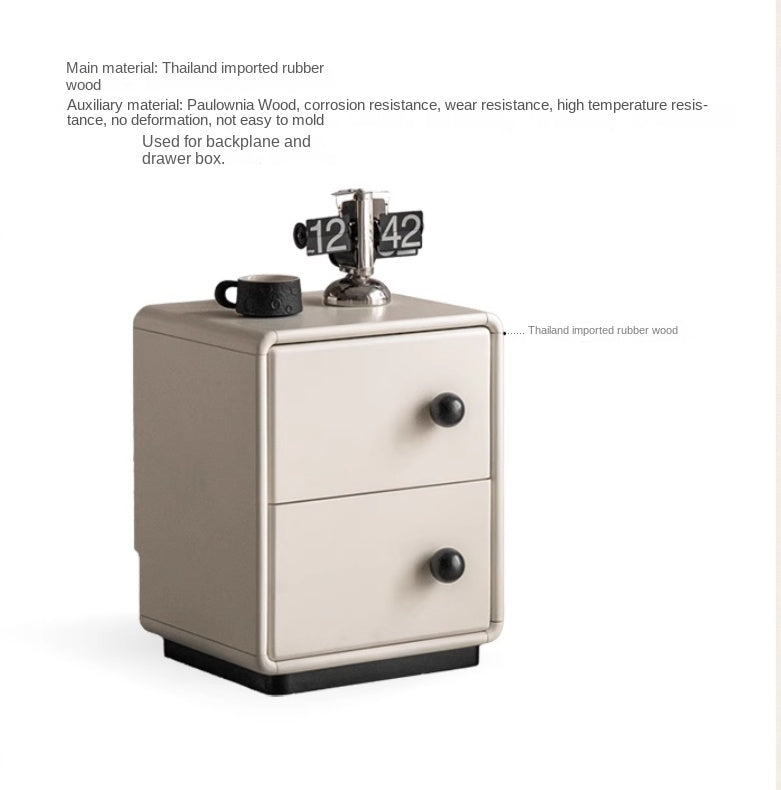 Solid RubberWood Modern White Nightstand.