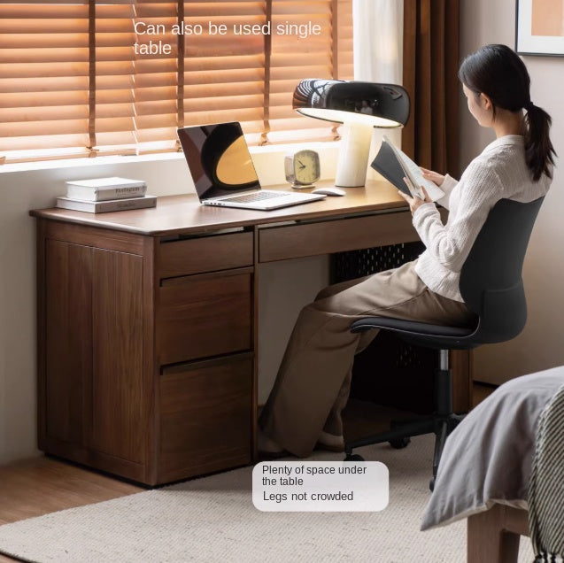 Black Walnut Solid Wood Combination Desk With Shelf