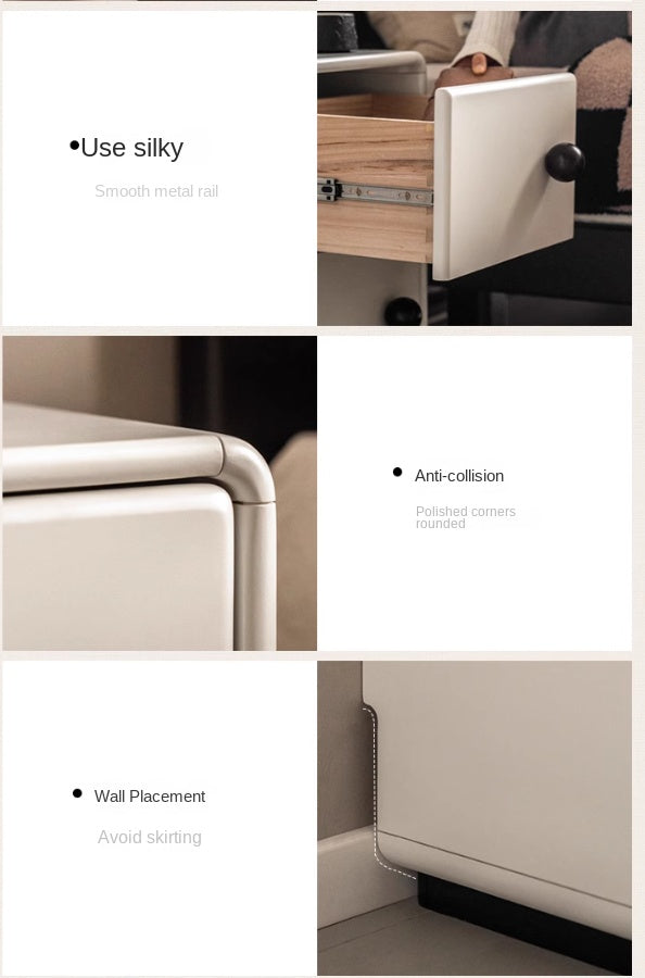 Poplar Solid Wood Modern White Nightstand.