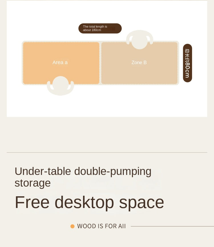 Oak, Poplar Solid Wood Modern Cream Style Computer With Drawer.