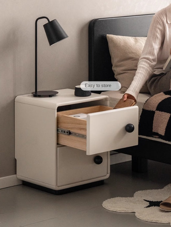 Poplar Solid Wood Modern White Nightstand.