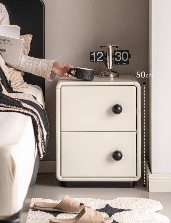 Poplar Solid Wood Modern White Nightstand.