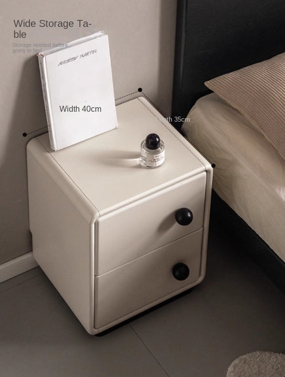 Poplar Solid Wood Modern White Nightstand.