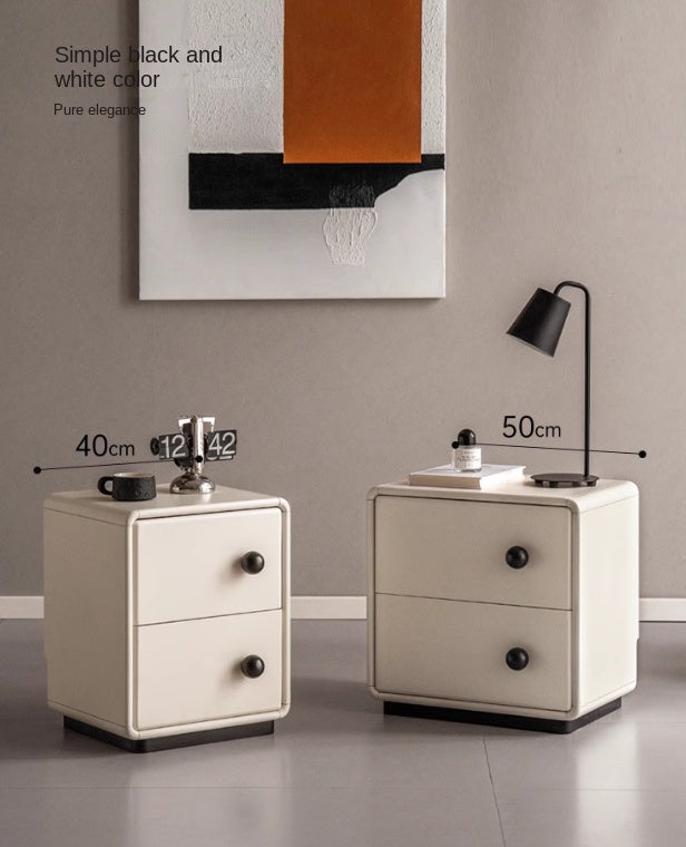 Poplar Solid Wood Modern White Nightstand.