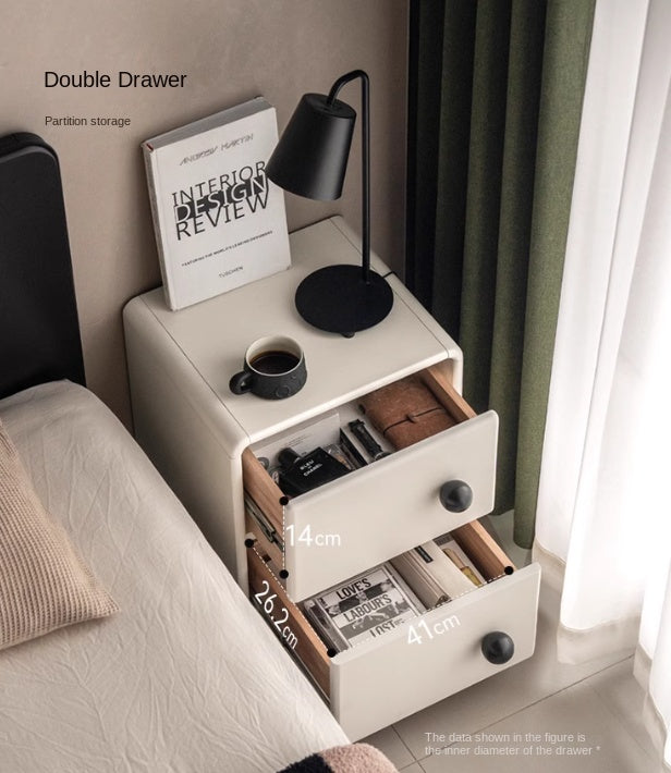 Poplar Solid Wood Modern White Nightstand.