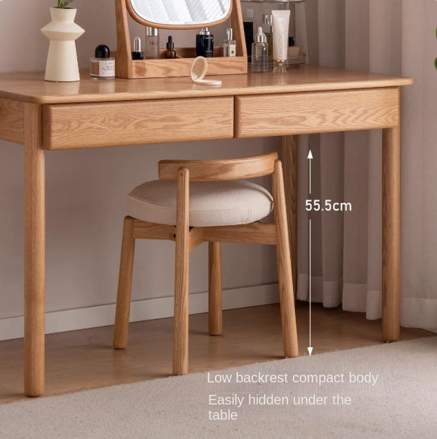 Black Walnut, Oak, Solid Wood, Solid Rubberwood Rotating Modern Soft Makeup Stool