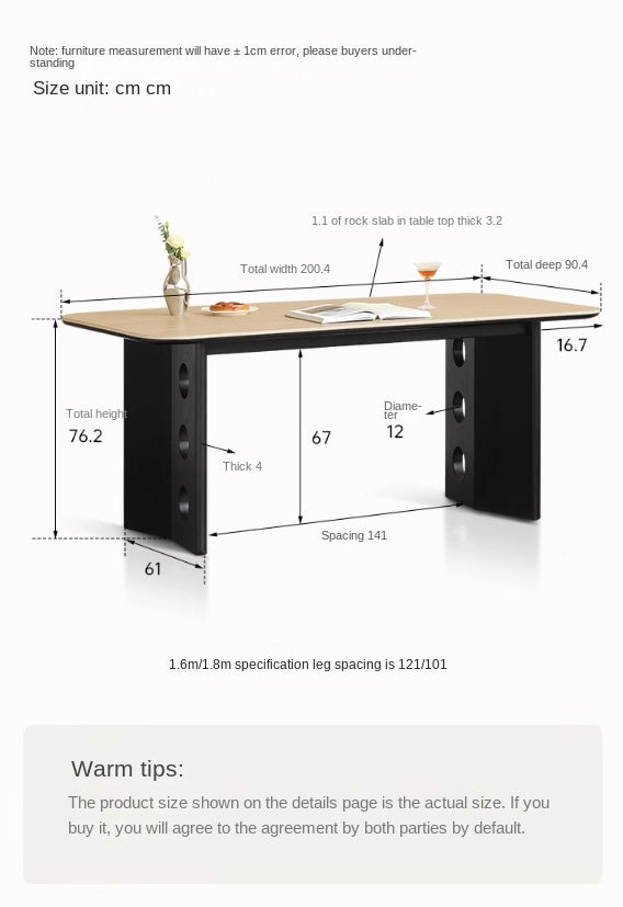 Ash, Oak Solid Wood Medieval Style Rock Plate Retro Dining Table