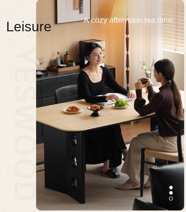 Ash, Oak Solid Wood Medieval Style Rock Plate Retro Dining Table