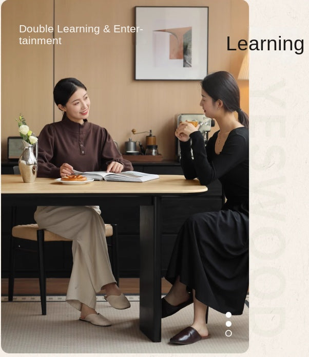 Ash, Oak Solid Wood Medieval Style Rock Plate Retro Dining Table