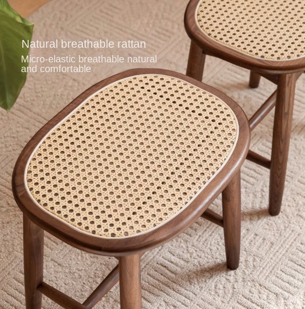 Black Walnut, Oak Solid Wood Modern Makeup Stool