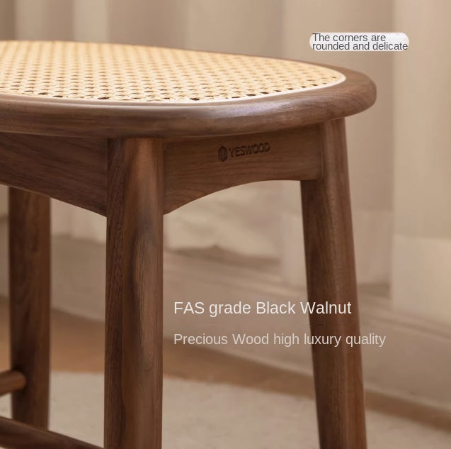Black Walnut, Oak Solid Wood Modern Makeup Stool