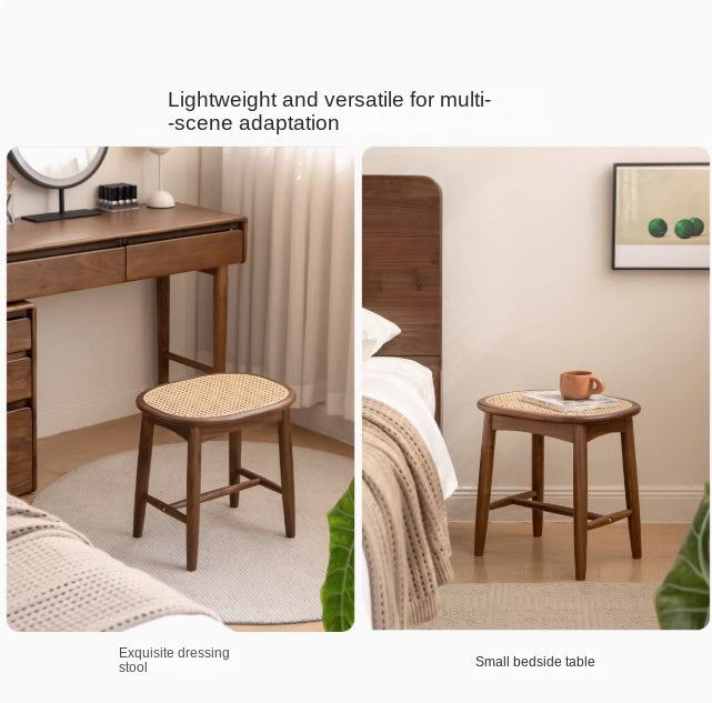 Black Walnut, Oak Solid Wood Modern Makeup Stool