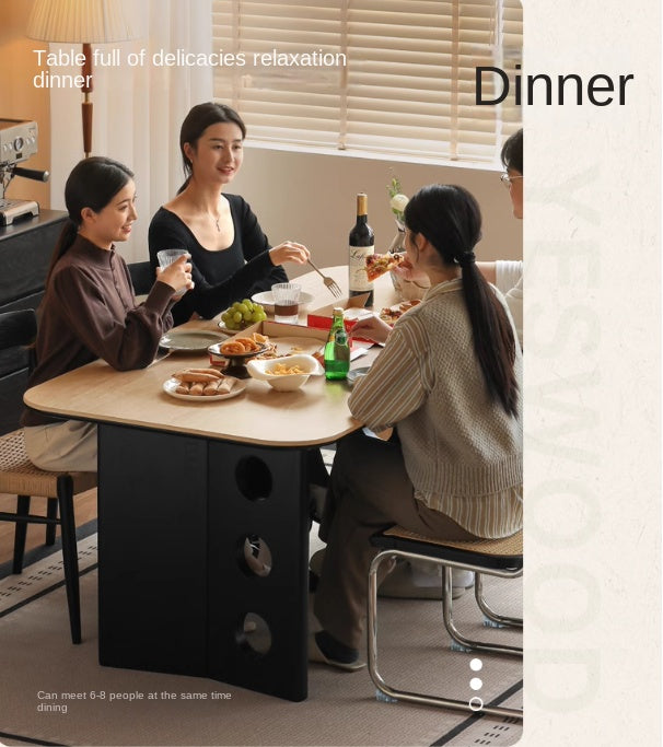 Ash, Oak Solid Wood Medieval Style Rock Plate Retro Dining Table