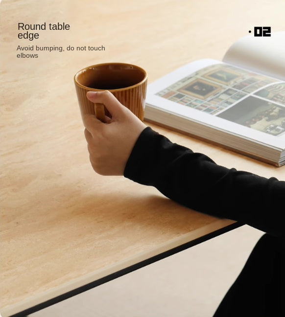 Ash, Oak Solid Wood Medieval Style Rock Plate Retro Dining Table