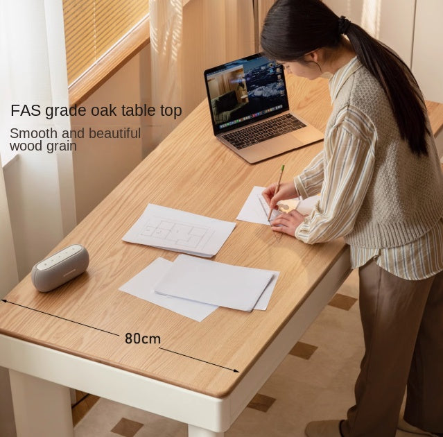 Oak, Poplar Solid Wood Modern Cream Style Computer With Drawer.