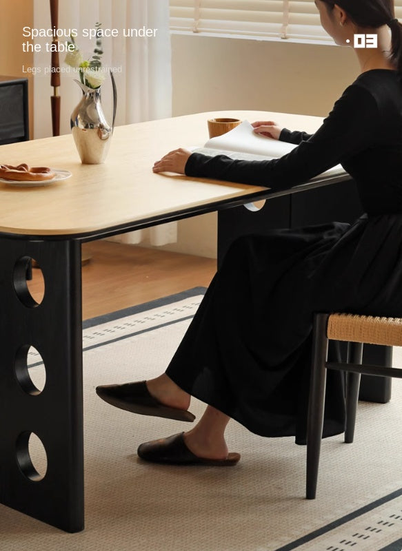 Ash, Oak Solid Wood Medieval Style Rock Plate Retro Dining Table