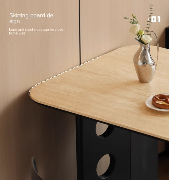 Ash, Oak Solid Wood Medieval Style Rock Plate Retro Dining Table